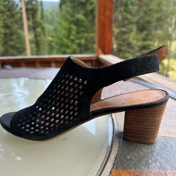 Franco Sarto MANDI2 Open Toe Heeled Mule Sandal 7.5 Black Mesh Slingback Leather - Picture 3 of 11